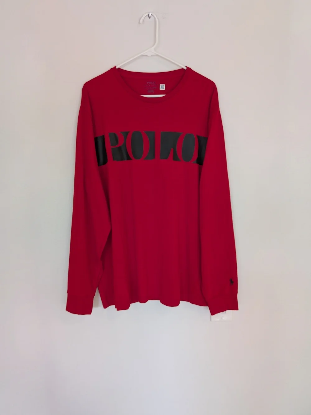 Polo Ralph Lauren Men Red Black Logo Long Sleeve Graphic Tee Shirt XL NWOT